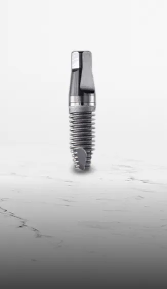 Detailed view of a titanium dental implant, known for its durability and biocompatibility in tooth replacement